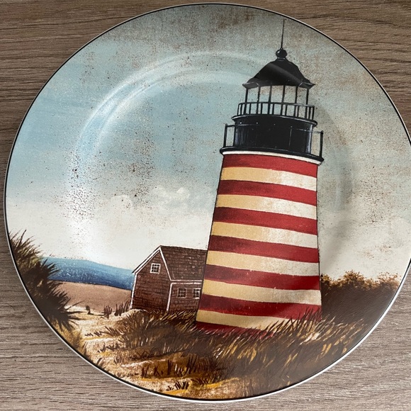 Plate SET of 4 Sakura by Oneida David Carter Brown "By The Sea" Lighthouses - Picture 4 of 7